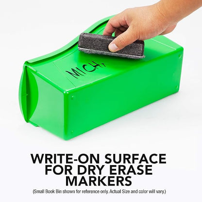 Storex Large Book Bin, 14.3 x 5.3 x 7 Inches, Green, Case of 6 (71118U06C)