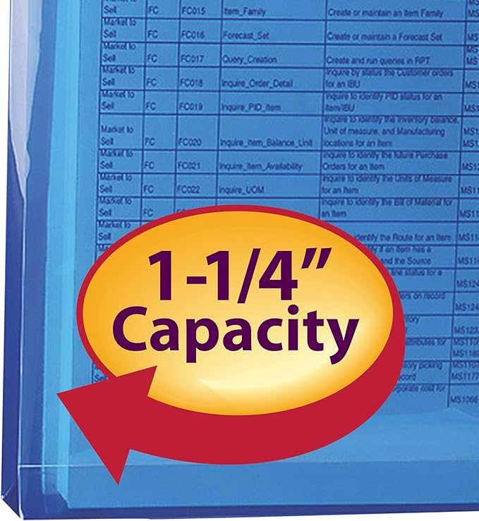 Smead Poly Envelope, 1-1/4" Expansion, String-Tie Closure, Side Load, Letter Size, Blue, 5 per Pack (89522)