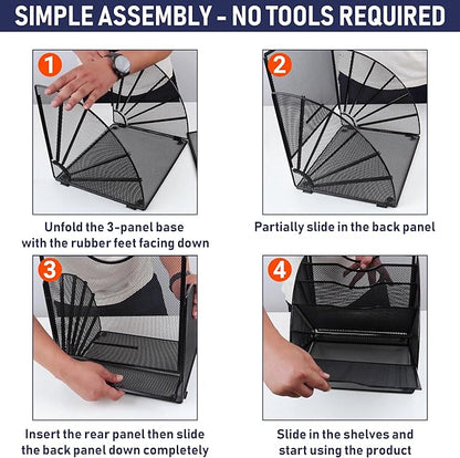 Dasher Products Fan Shaped Office Desk Organizers, 6 Compartments for Storage and Filing of Paper, Bills, Letters, Folders, Binders, Office Supplies. Multi-Functional Desk Organizers and Accessories