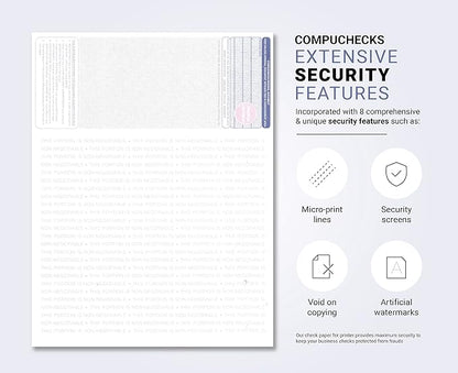 Compuchecks Blank Check Paper - 500 Pack - Computer Security Business Checks, QuickBooks & Laser Printer Compatible - Check On top, Voucher On Bottom - Check Paper Size 8 1/2-11 - Green Diamond