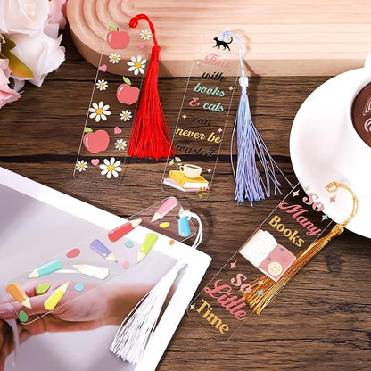 Luvsweeets UV DTF Bookmark Stickers - 16 Sheets Book Lover UV DTF Decals for Acrylic Bookmarks Waterproof Bookish Rub on Transfer Stickers UVDTF Wraps for DIY Blank Bookmarks Teacher Gifts