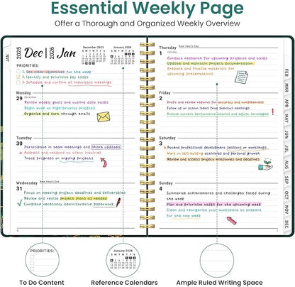 2026 Planner, Weekly and Monthly Planner for Women, January 2026 to December 2026, Pretty Hardcover 2026 Calendar Planner Book with Tabs, Inner Pocket, Spiral Bound, Perfect Office Home School Supplies - 8.5" x 11", Enchanted Forest