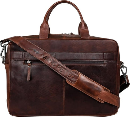 Marc Peter Laptop Bag Los Angeles I Leather Shoulder bag for 15.6 inch Laptop I Briefcase for men and women