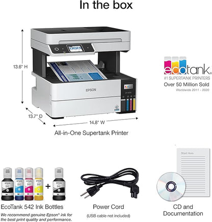 Epson EcoTank Pro ET-5170 Wireless Color All-in-One Supertank Printer with Scanner, Copier, Fax Plus Auto Document Feeder White Large
