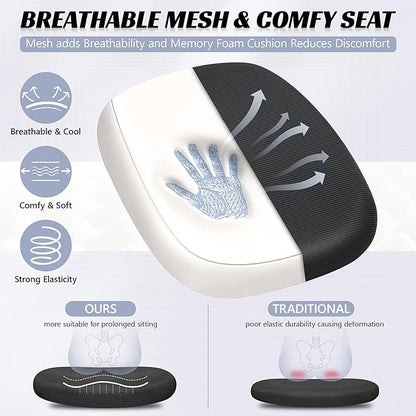 Drafting Chair, Tall Office Chair Ergonomic Standing Desk Chair,with Adjustable Footrest Ring, 3D Lumbar Support, Flip-up Armrests, Swivel Desk Stool for Drawing Working (White)