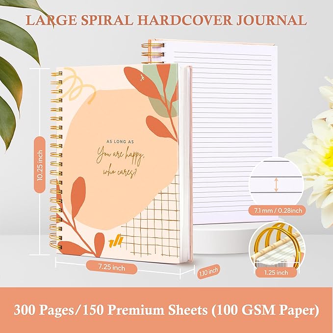 Spiral Notebook - 10.25" x 7.25" Spiral Journal Notebooks College Rule, Cute Notebook Journal for Note Taking Women Writing School, Notebooks for Work, 100 GSM, 300 Pages (Who Cares?)
