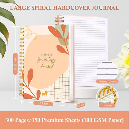 Spiral Notebook - 10.25" x 7.25" Spiral Journal Notebooks College Rule, Cute Notebook Journal for Note Taking Women Writing School, Notebooks for Work, 100 GSM, 300 Pages (Who Cares?)
