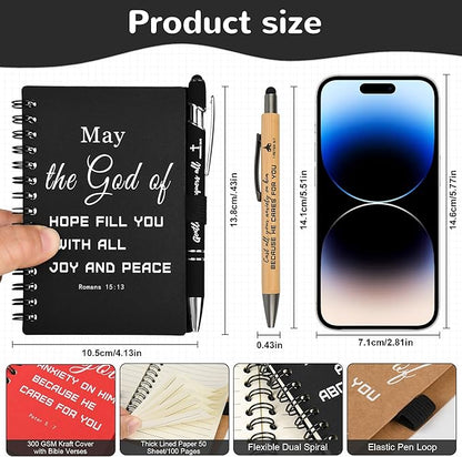 INSADA Christian Prayer Journal Spiral Notebooks Bulk with Pens - Small Notepads (4.13”x5.43”) - Easter Gifts for Women men,Church Members & Bible Study Groups (30 sets multicolor)