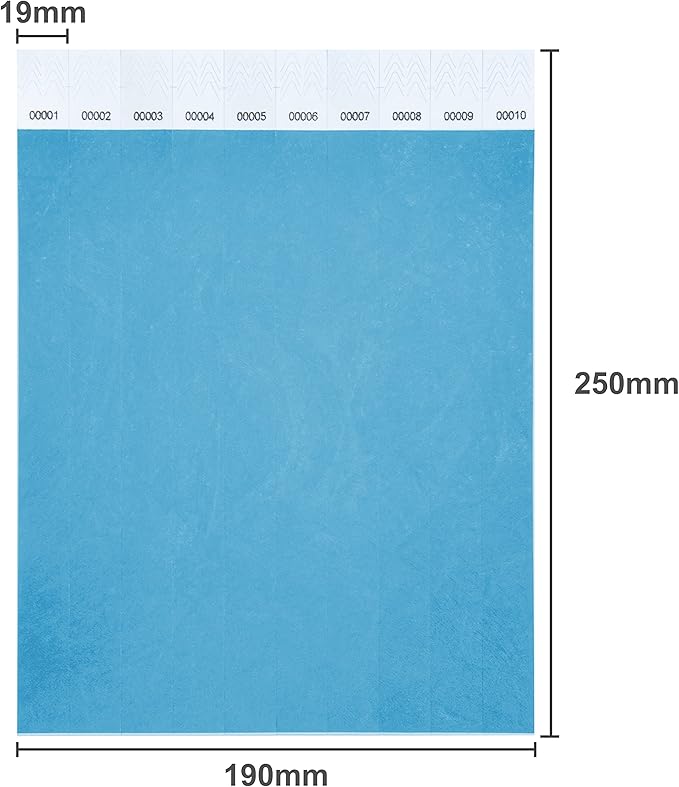 100 Pcs Wristbands, 1-100 Consecutive Numbers Waterproof Tearproof and Printable Wrist Straps Admission Bracelets Tickets (Blue)