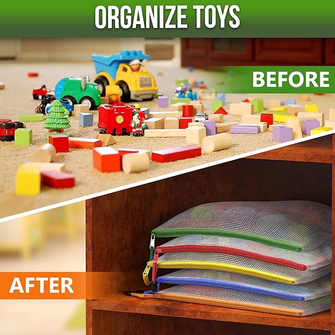 10 Pack Mesh Zipper Pouch Bags 10x14 inch - Plastic Zipper Pouches for Organizing - Document Bags With Zipper - Letter Size Zipper Pouch - Document Pouch With Zipper - Mesh Pouch With Zipper