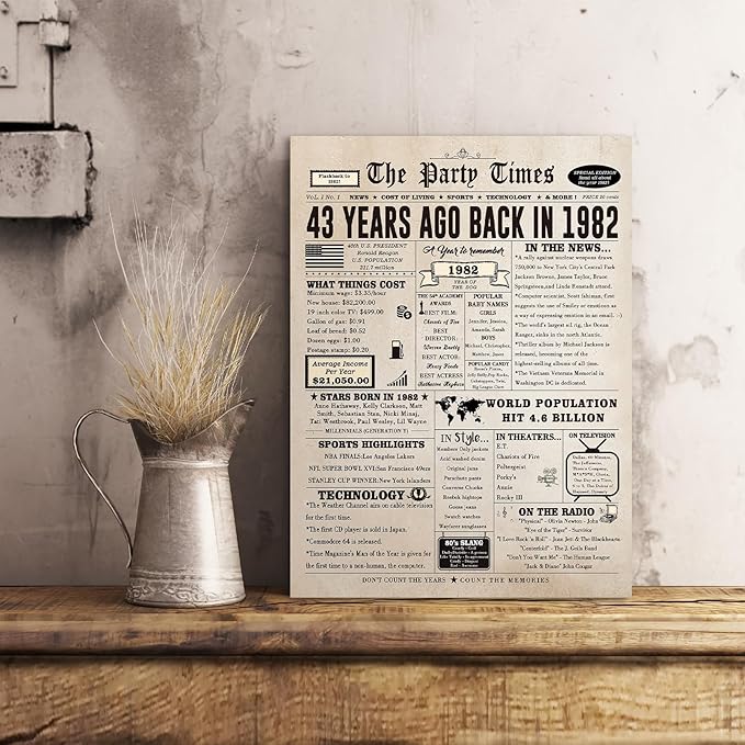 Happy 43rd Birthday Card for Women Men, Funny 43 Year Old Birthday Gift Card for Husband Wife Him Her, Retro 43 Bday Decorations Ideas