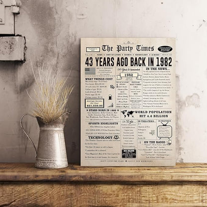 Happy 43rd Birthday Card for Women Men, Funny 43 Year Old Birthday Gift Card for Husband Wife Him Her, Retro 43 Bday Decorations Ideas