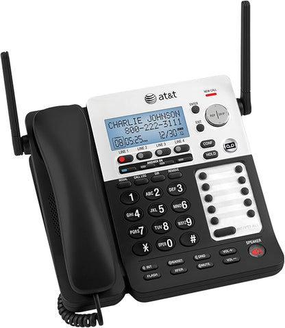 AT&T SynJ SB67158 DECT 6.0 4-Line Corded/Cordless Small Business Phone System with Answering System,Black/silver