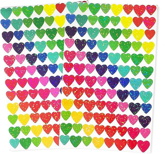 Shiny Heart Shape Stickers, 0.5 Inch Glitter Heart Stickers for Kids Reward/Birthday Party Decoration/Wedding/Classroom Teacher Supplies(Multicolored)