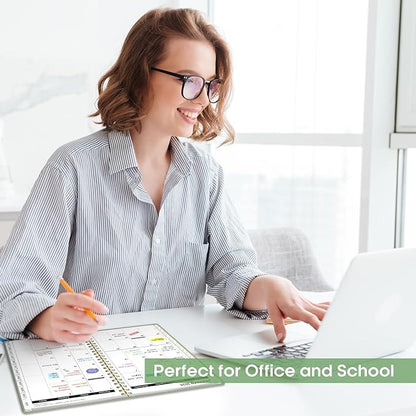 2026 Planner, Weekly and Monthly Calendar Planner, January 2026 - December 2026, Hardcover 2026 Calendar Planner Book with Tabs For Women & Men, Inner Pocket, Spiral Bound, Perfect for Office Home School Supplies - A5 (6.3" x 8.5"), Green