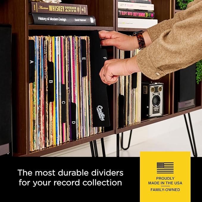 Carstens Heavy Duty Vinyl Record Organizers A-Z | 12" Dividers with Tabs | Pack Of 26 Black | Made In USA