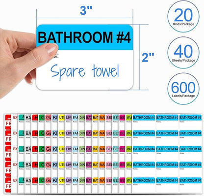 600 Count Home Moving Labels, 3 x 2 Large Labels for 3-4 Bedroom House with Writable Notes Areas, 17 Color Coded Moving Labels for Boxes + Fragile Moving Stickers + Heavy and Blank Labels