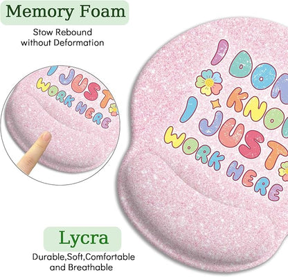 Pink Ergonomic Mouse Pad with Wrist Rest, Funny Gaming Mousepad Wrist Support with Non-Slip Pain Relief PU Base, Cute Computer Mouse Pads for Desk Pink Office Desk Accessories Decor Supplies