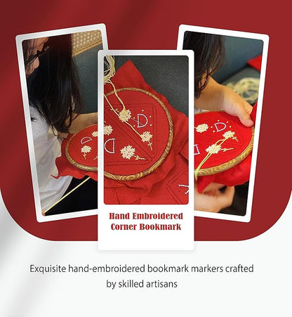 Personalized Hand Embroidered Corner Bookmark, Bookmarks for Women, Personalized Bookmark for Books, Cute Flower Book Mark, Hand Stitch Gift for Women for Book Lovers by HNQCPCVU (W, RED)