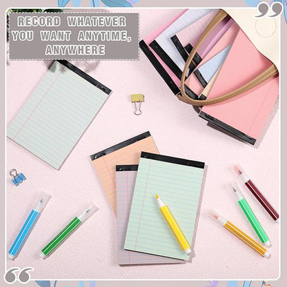 Lincia 24 Pcs 4" x 6" Legal Pad Writing Notepads Small Legal Pad College Ruled 30 Sheets Multiple Color Lined Note for Work 80 Gsm Paper for Grocery List Shopping List (Sweet Color)