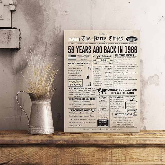 Funny 59th Birthday Card for Her Him, Retro 59th Birthday Decorations for Women Men Mom Dad, Large 59 Years Old Bday Gift Ideas