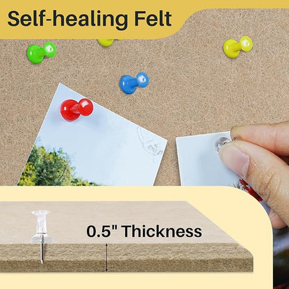 DOLLAR BOSS Large Cork Board for Wall 48" x 36" x 0.5" Bulletin Board 12 Packs Black Cork Board Tiles Self Adhesive Felt Wall Tiles with Pushpins, Corkboard for Office Pin Board Tack Board, Latte