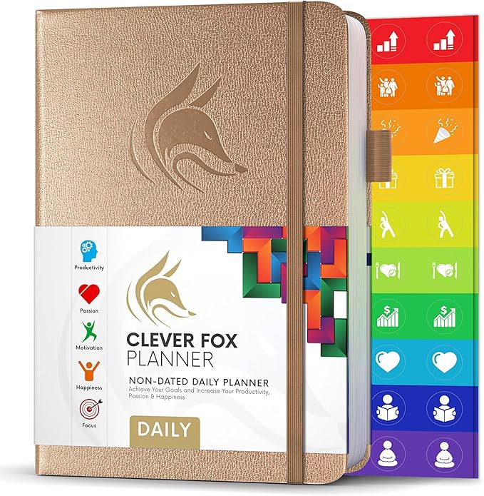 Clever Fox Daily Planner – Undated Planning Notebook with Hourly Schedule & to-Do List – Personal Day Task & Work Organizer, 6 Months (Pearl)