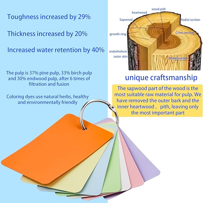 MotBach 400PCS Colored Blank Flash Card Index Cards with Binding Rings,8 Color Easy Flip Flash Card Study Note Card Perfect for Bookmark School Learning Memory Recipe Cards Game Cards(3.5 x2.2 Inch)