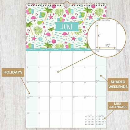 bloom daily planners 2025 Calendar Year Monthly Hanging Wall Calendar (January 2025 through December 2025) - Large 11” x 17” - Holiday Icons
