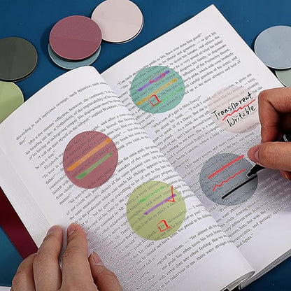Juome Transparent Sticky Notes, 400Pcs Morandi Cute Round Clear Sticky Tabs, Translucent Book Markers Page Flags Stickers, Bible Journaling Accessories Aesthetic Office School Study Supplies