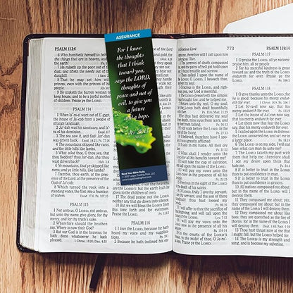 Christian Bookmark with Bible Verse, Pack of 25, Assurance Themed, For I Know the Thoughts That I Think Toward You Says the Lord, Jeremiah 29:11