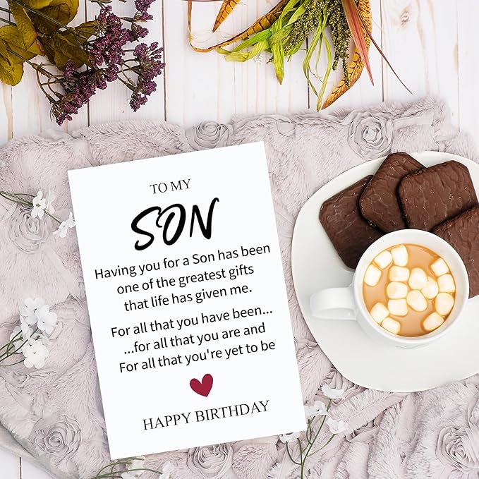 Lovely Birthday Card for Son Stepson Grandson Son in Law, Cute Birthday Gift from Dad Mom Parent, Unique Bday Decor For Boys
