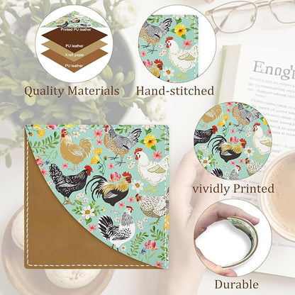 Farm Chicken Rooster Corner Bookmarks, Cute Leather Book Accessories for Book Lovers, 3 Pcs Reading Book Page Markers for Women Men Student Teacher Girls Boys Kids Retirement Birthday Gifts