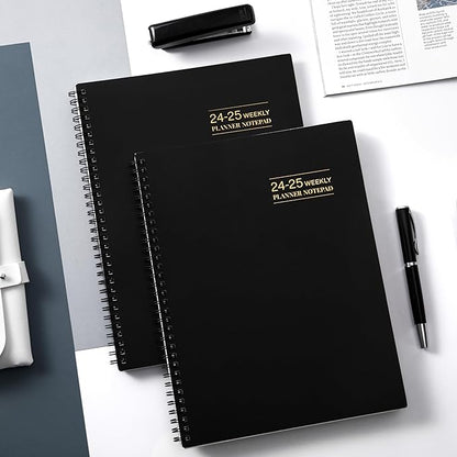 2024-2025 Planner - Weekly & Monthly Planner Notepad, 11.38'' x 8.74'', JUL 2024 - JUN 2025, Appointment Book, 60 Minutes Intervals, Monthly Tabs, Sturdy Cover, Spiral Bound, Back Pockets - Black
