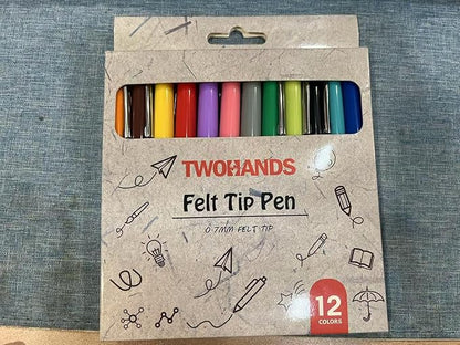 TWOHANDS Felt Tip Pens Fine Point, Assorted Colors Fineliners, Medium Point 0.7 Millimeter Markers for Coloring, Journaling, Note Taking, 22004