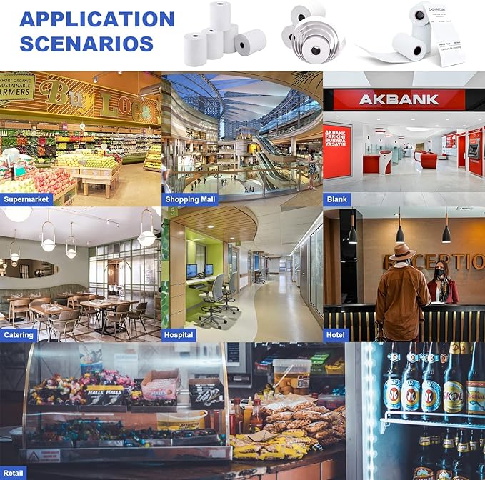 Thermal Paper 3 1/8 x 119ft Pos Receipt Paper, 50 Rolls Cash Register Roll TM-T88 T-20 T-90 SRP-350 370