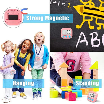 Classroom Timers for Teachers Kids Large Magnetic Digital Timer 24 Pack-Blue Pink