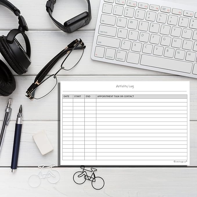 Activity Log Notepads(2 Pack, 50 Pages Each) Pad Planners to List a Task, Action or Contact. A Versatile Work Tool to Track Time & Office Productivity. 8.5 X 5.5, A5 Sheets. Made in the USA.