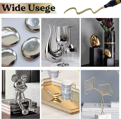 LET'S RESIN Liquid Mirror Chrome Metallic Markers, Reflective Gloss, 2-5mm Larger Application Area, 3 Colors Epoxy Resin Tools/Supplies for Coloring, Stroke, Painting, DIY Craft