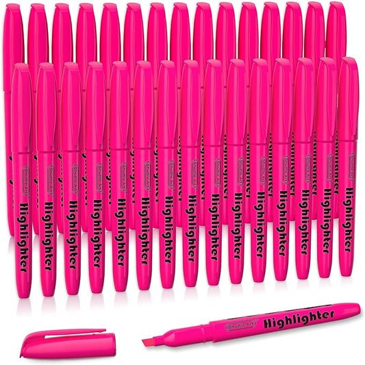 Shuttle Art Highlighters, 30 Pack Highlighters Bright Colors, Pink Colors Chisel Tip Dry-Quickly Non-Toxic Highlighter markers for Adults Kids Highlighting in the Home School Office