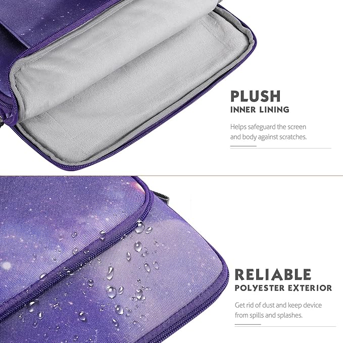 MoKo Laptop Sleeve Bag for 13.3-14 Inch, Notebook Carrying Case with Pocket Fits New MacBook Pro M3/M2 14" /13" M2/M1 Pro/M1 Max 14.2 2023-2021/Air 13.6" M2 2022, Surface Pro 9/8 13",Purple Starry Sky
