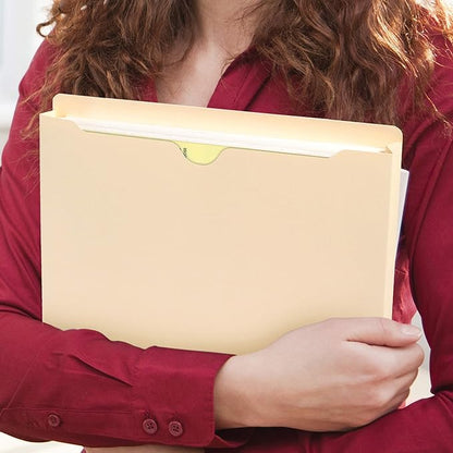 Smead File Jacket, Reinforced Straight-Cut Tab, 2" Expansion, Letter Size, Manila, 100 per Box (75565)