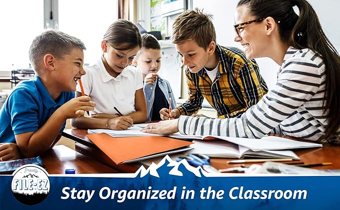 FILE-EZ Two-Pocket Folders, Orange, 25-Pack, Textured Paper, Letter Size (EZ-32565)