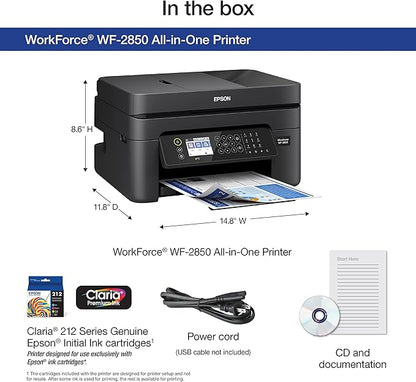 Epson Workforce WF-2850 Wireless All-in-One Printer with Scan, Copy, Fax