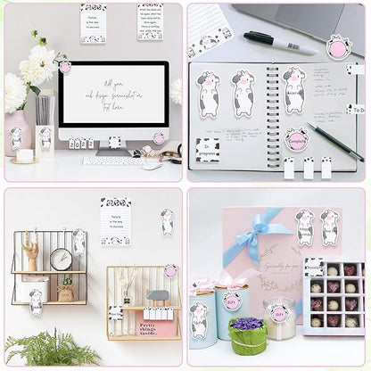 I Just Really Like Cow Sticky Notes Set, 550 Sheets, Cute Pink Cow Shaped Self-Stick Notes Pads Barnyard Farm Animal Divider Tabs Bundle Writing Memo Pads Back to School Office Supplies