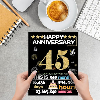 45th Anniversary Card for Women Men, Gold Wedding Card for Wife Husband, Sweet Marriage Decorations Gifts for Couple, Perfect for Her Him on Anniversary Day, Sapphire Wedding Card, Back in 1980