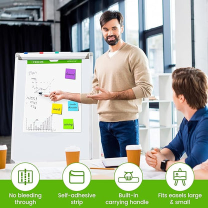Self-Stick Mini Easel Pad 15 in x 18 in, 30 Sheets/Pad, 4 Pads/Pack, Sticky Flip Chart Paper for Teachers, Super Sticking Power & Bleed-Resistant