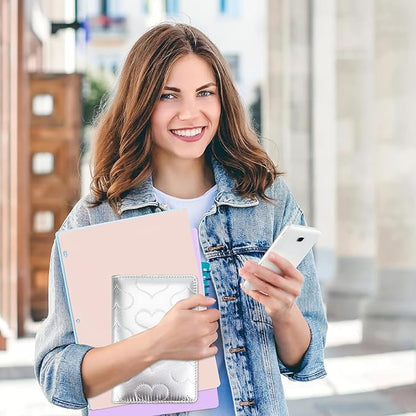 A6 PU Leather Cotton-Padded Binder 6-Ring Notebook Binder Cover with Silver Keychain for A6 Filler Paper, Refillable A6 Personal Planner Budget Binder with Magnetic Buckle Closure