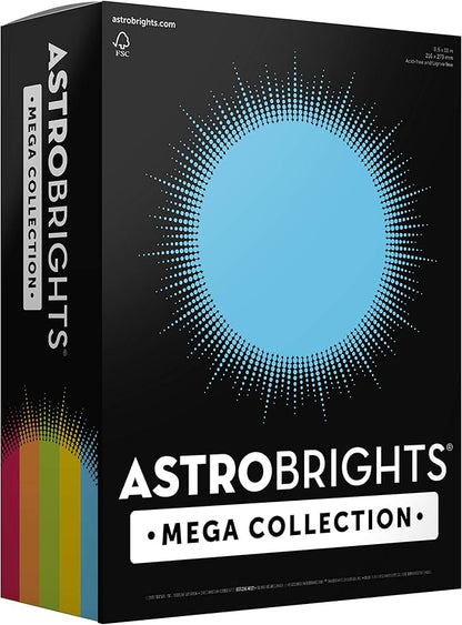 Astrobrights Mega Collection, Colored Cardstock,"Classic" 5-Color Assortment, 320 Sheets, 65 lb/176 gsm, 8.5" x 11" - MORE SHEETS! (91630)