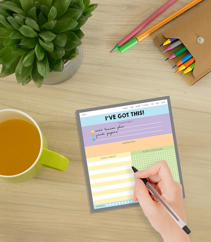 Carson Dellosa I've Got This Notepad, 50 Sheet Note Pad for To Do List, Notes, Sketch Pad, and Checklist, Classroom Organization Stationary, Desk Accessories and Office Supplies